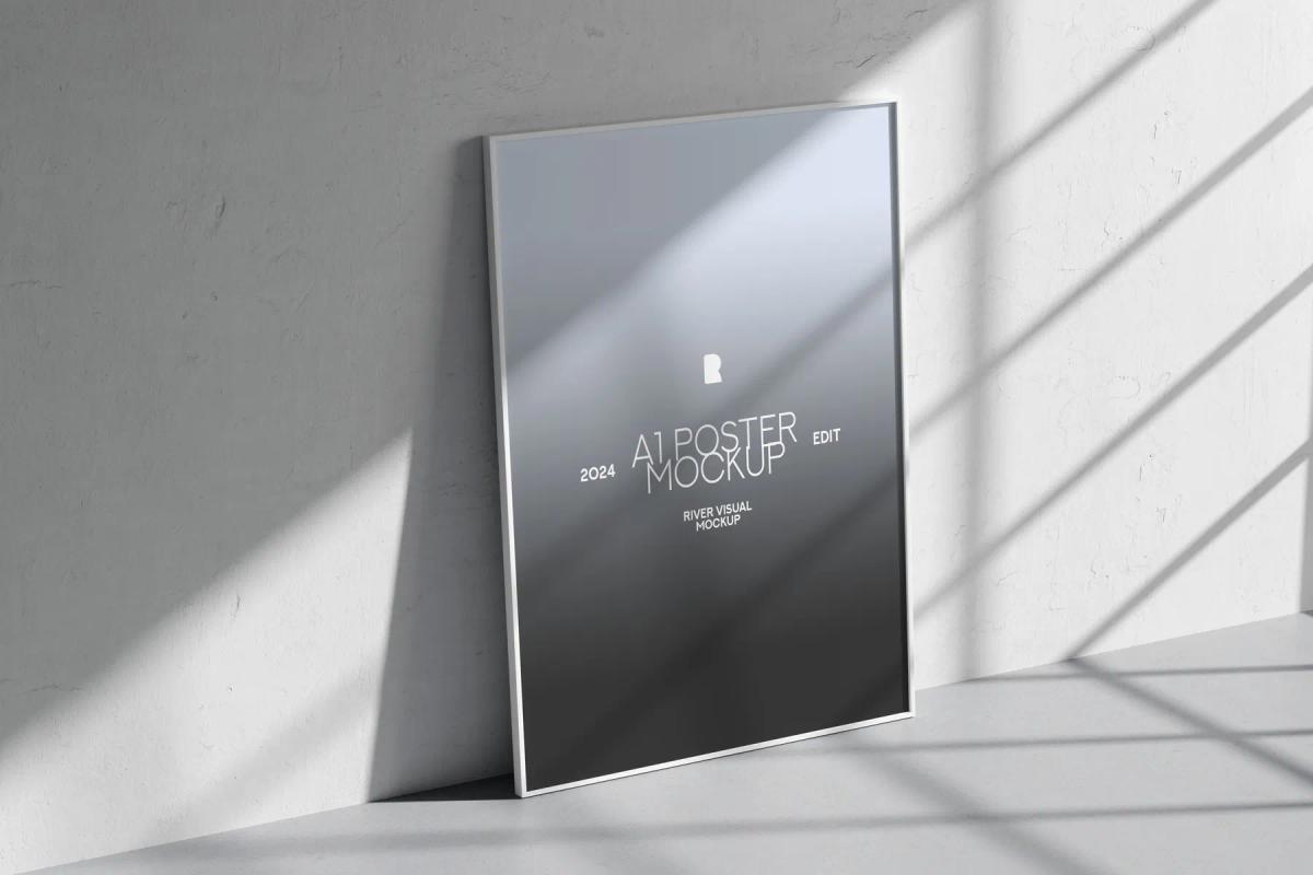 Poster Frame Mockup - White Room A1 Size Poster