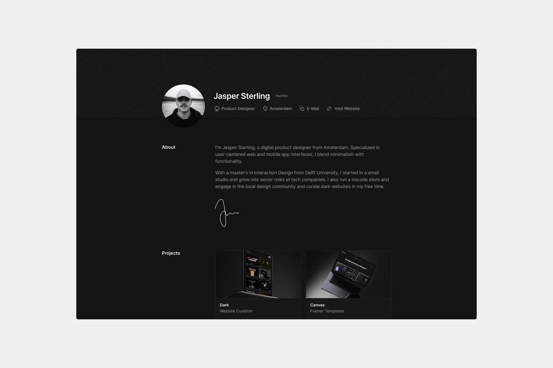 Vitae - Resume Website Template for Framer for download on smotrowrelated.com