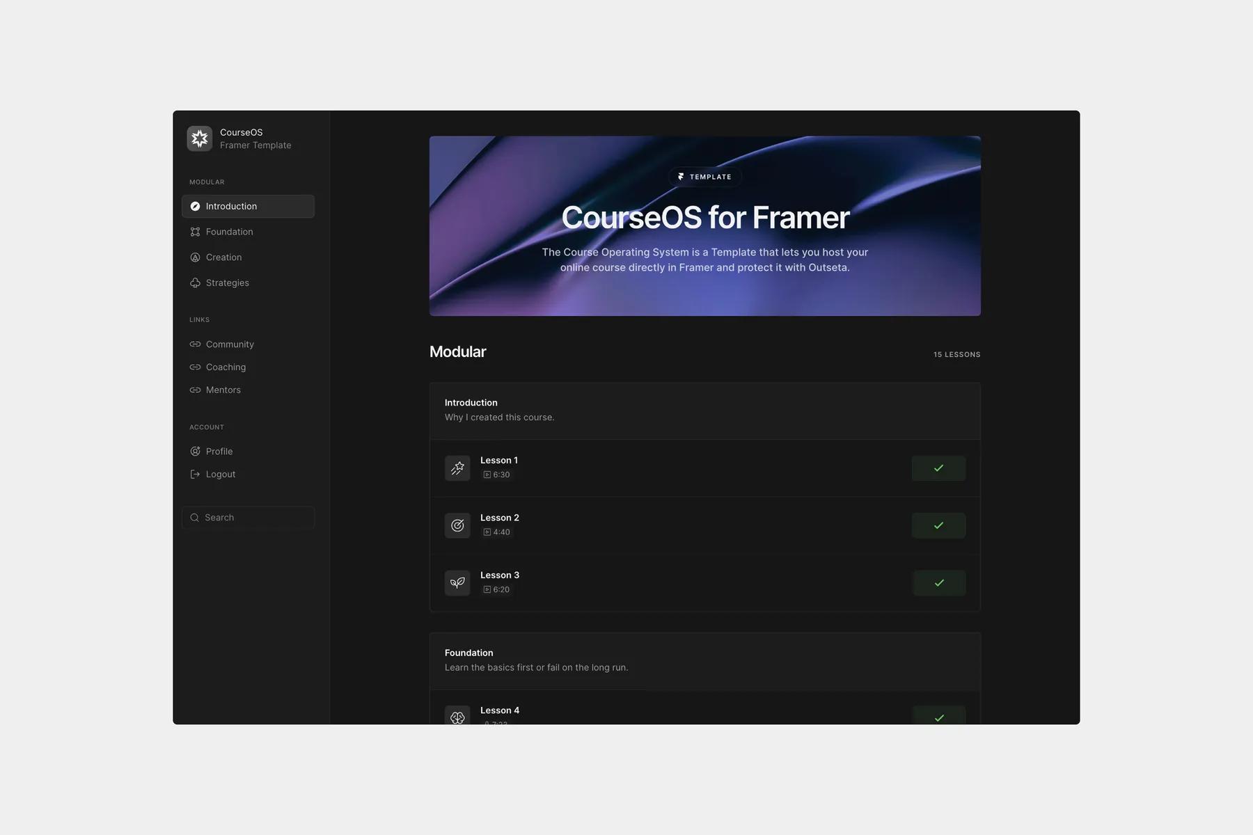 CourseOS - Online Course Website Template for Framer download on smotrowrelated.com