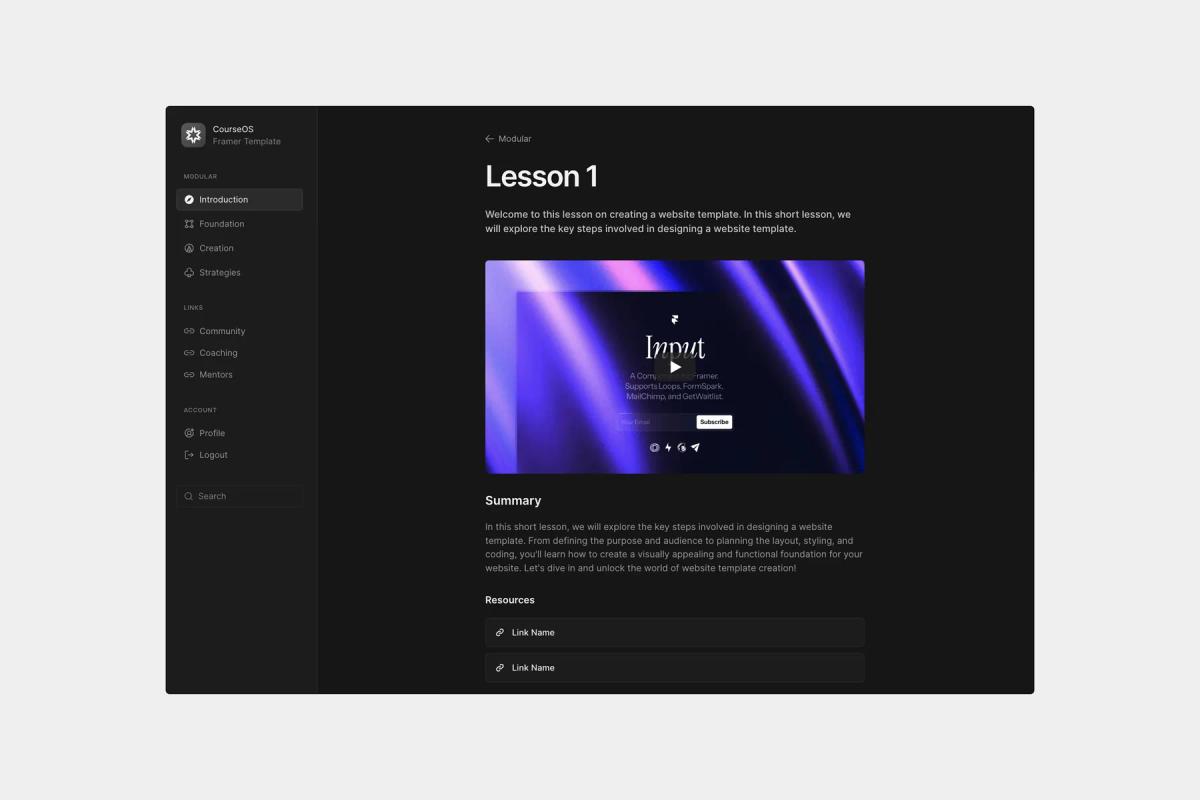 Develop Custom Course Platform with CourseOS - Online Course Website Template for Framer