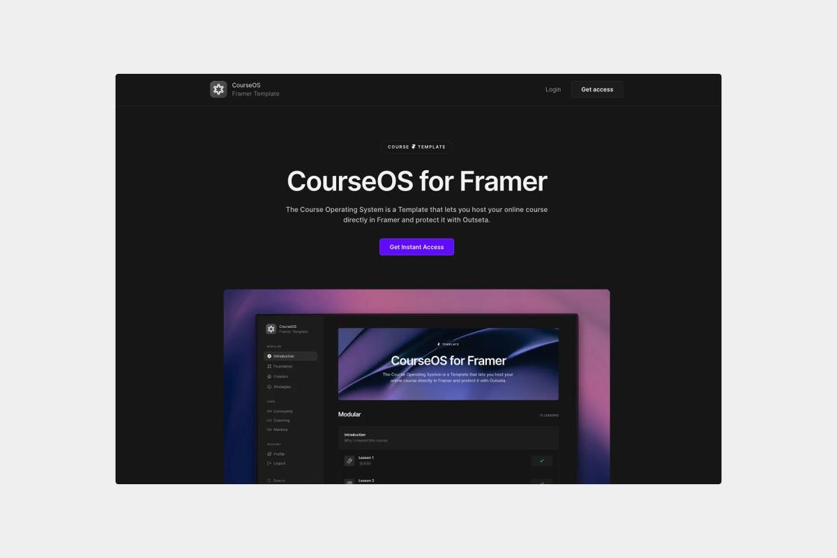 No Need to Code with CourseOS - Online Course Website Template for Framer