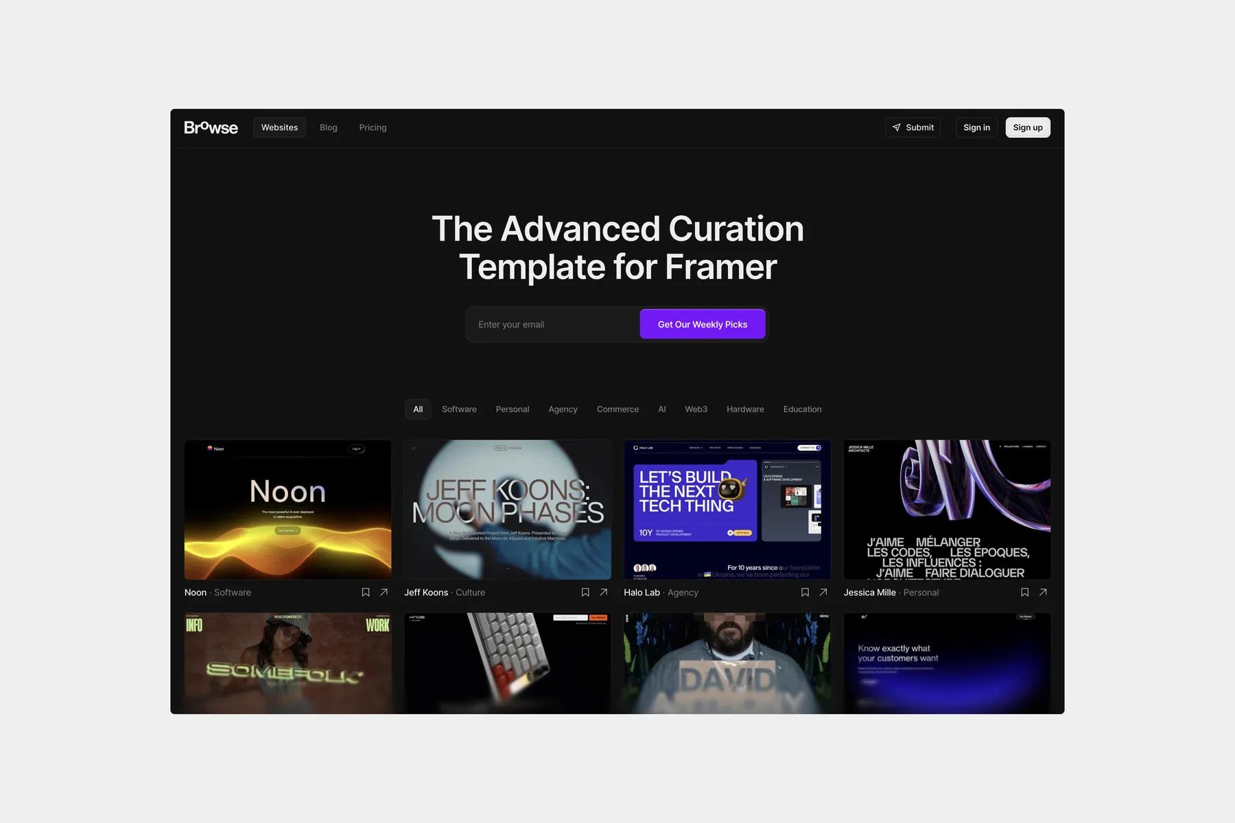 Download Browse - Curation Website Template for Framer on smotrowrelated.com