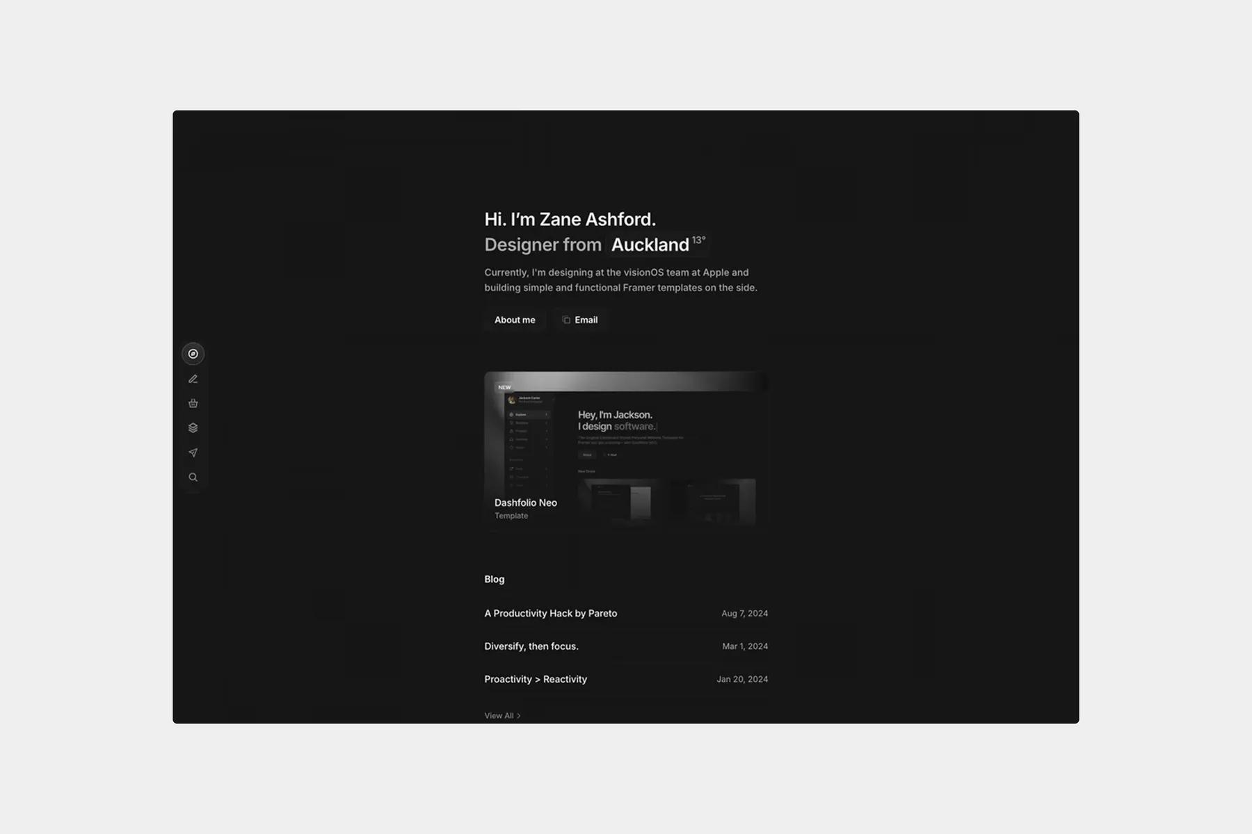 Anticode - Personal Website Template for Framer by Canvas.Supply available for download on smotrowrelated.com