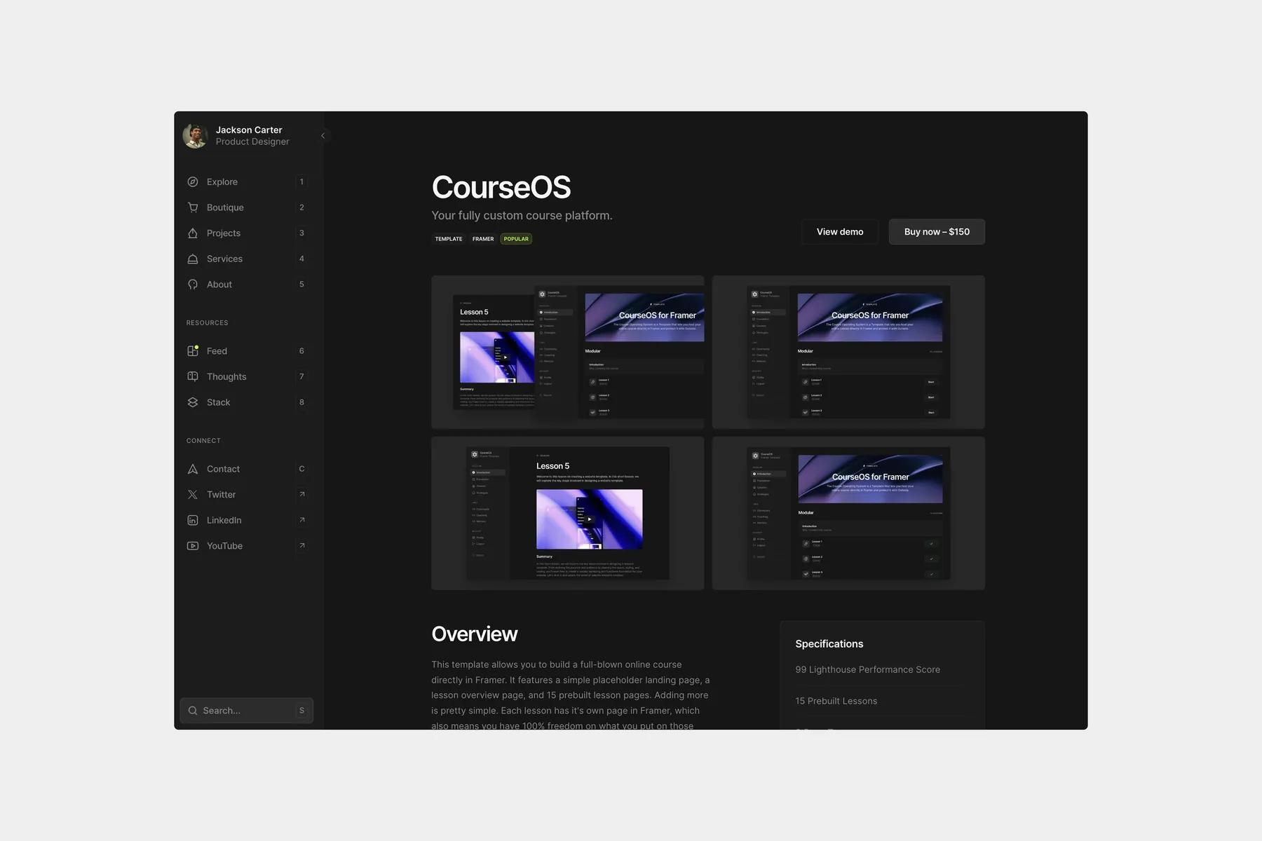 Get a high-impact personal website that is powered by Framer by Canvas.Supply - download the template on smotrowrelated.com