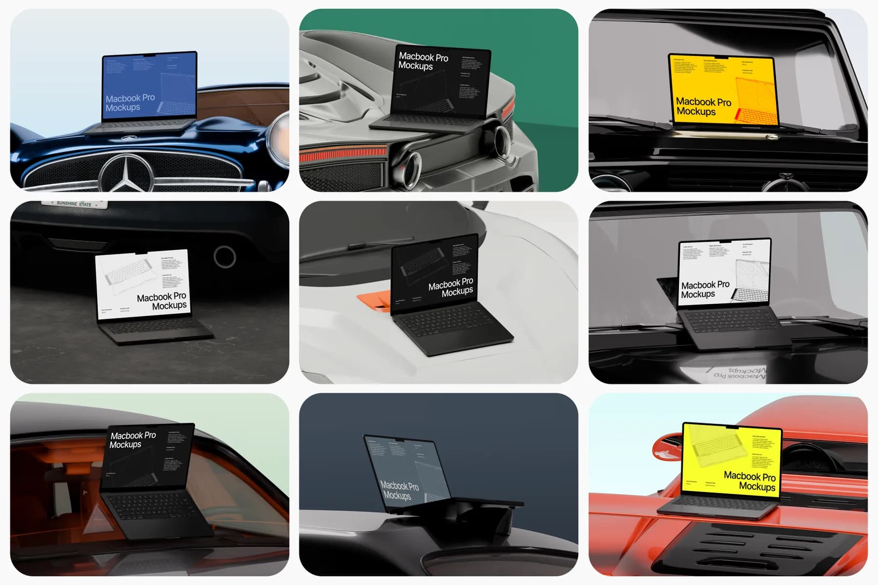 Macbook Pro Mockups (Automotive Edition)
