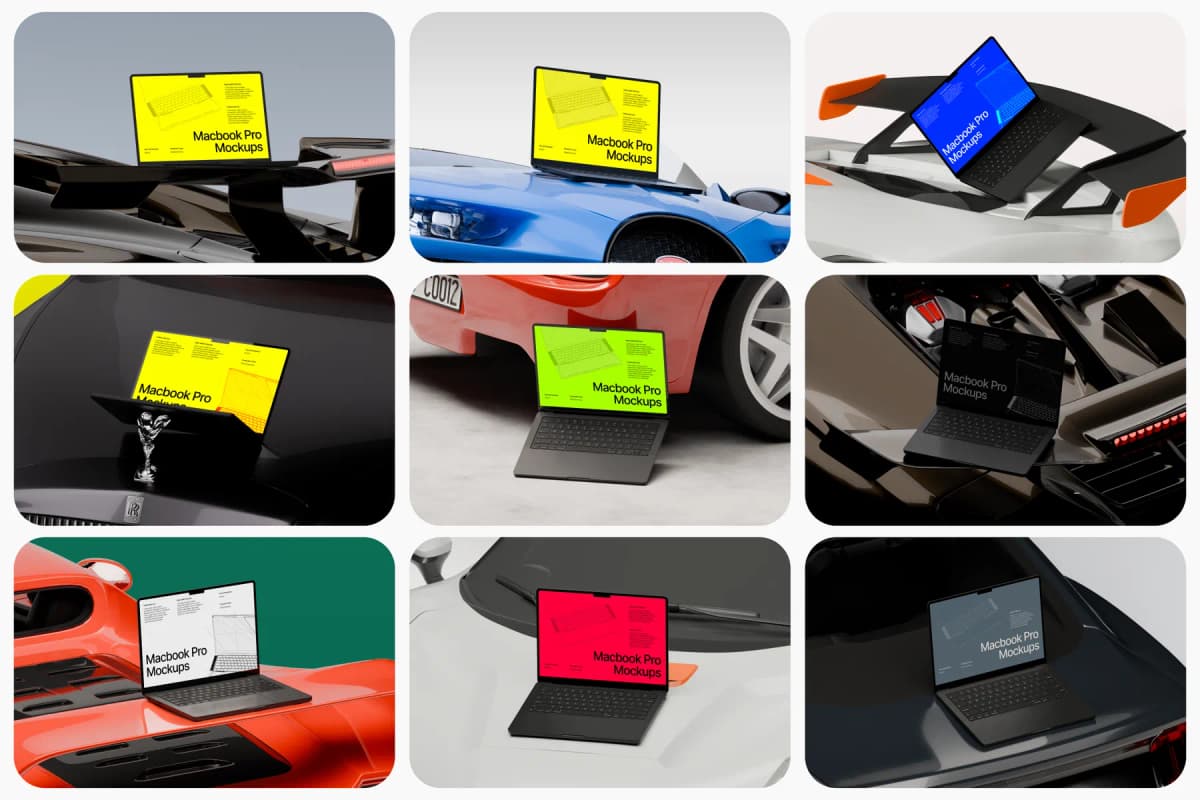 Macbook Pro Mockups (Automotive Edition)