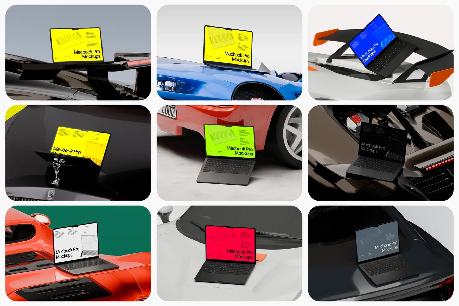 Macbook Pro Mockups (Automotive Edition)