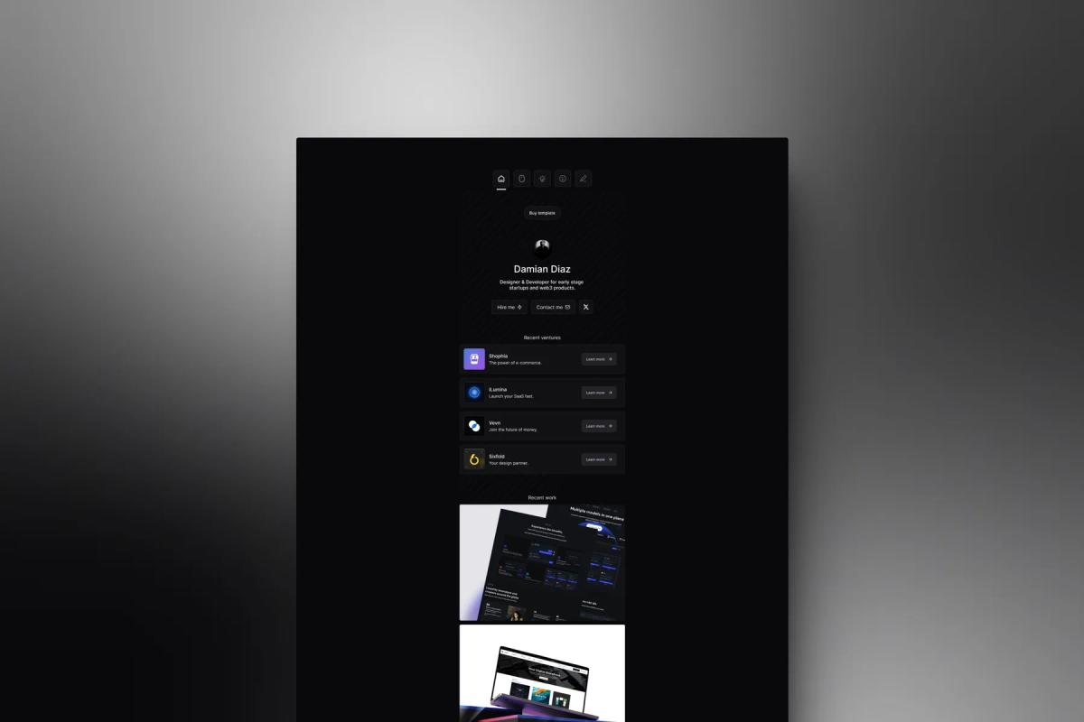 Diaz - Personal website template for Framer.