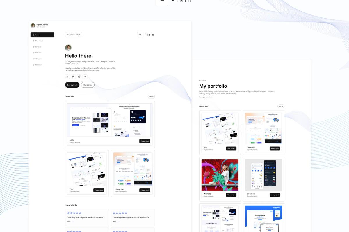 Plain - Portfolio website for Framer