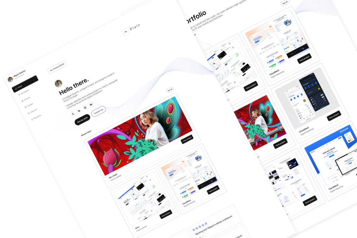 Plain - Portfolio website for Framer