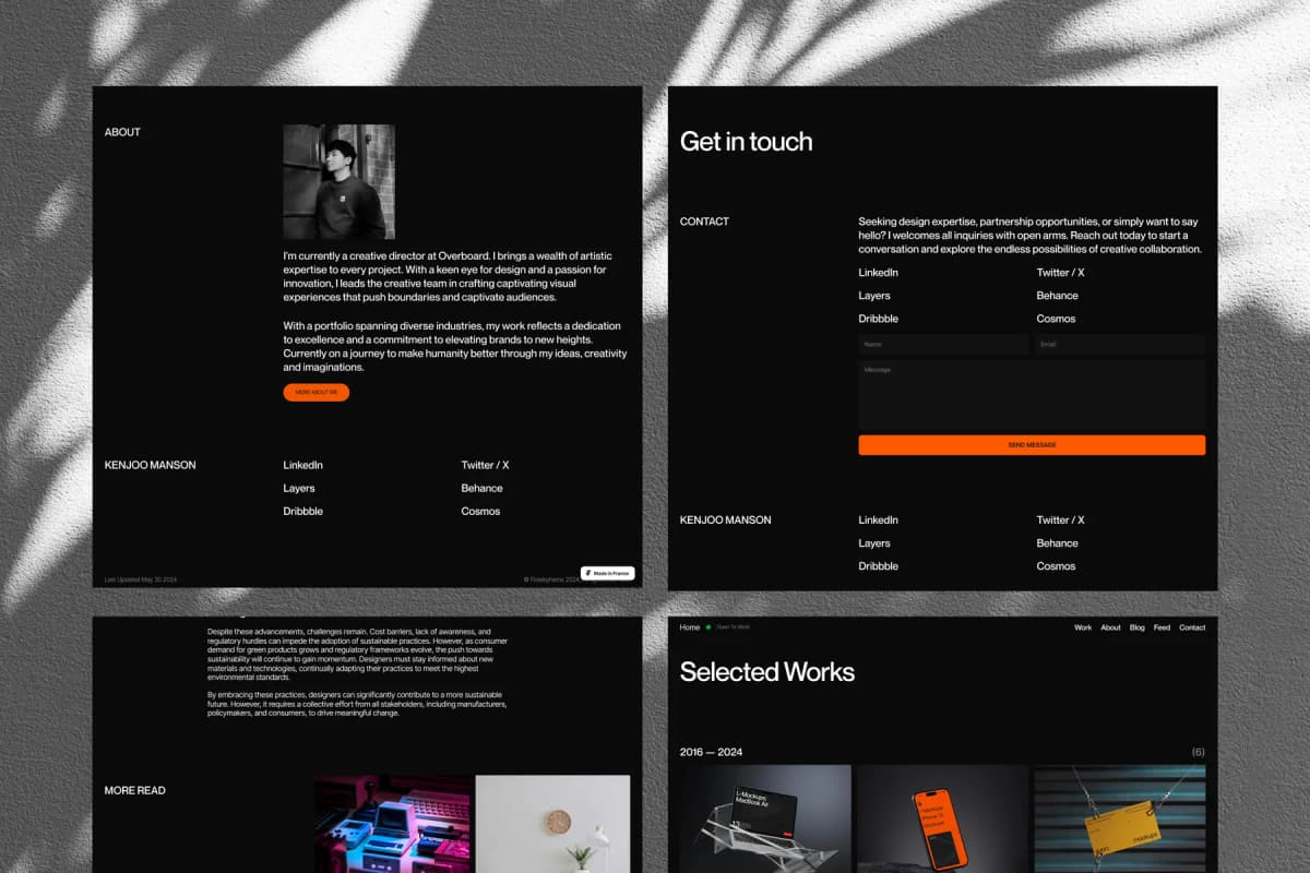 Kenjoo - Sleek Modern Framer Portfolio Template