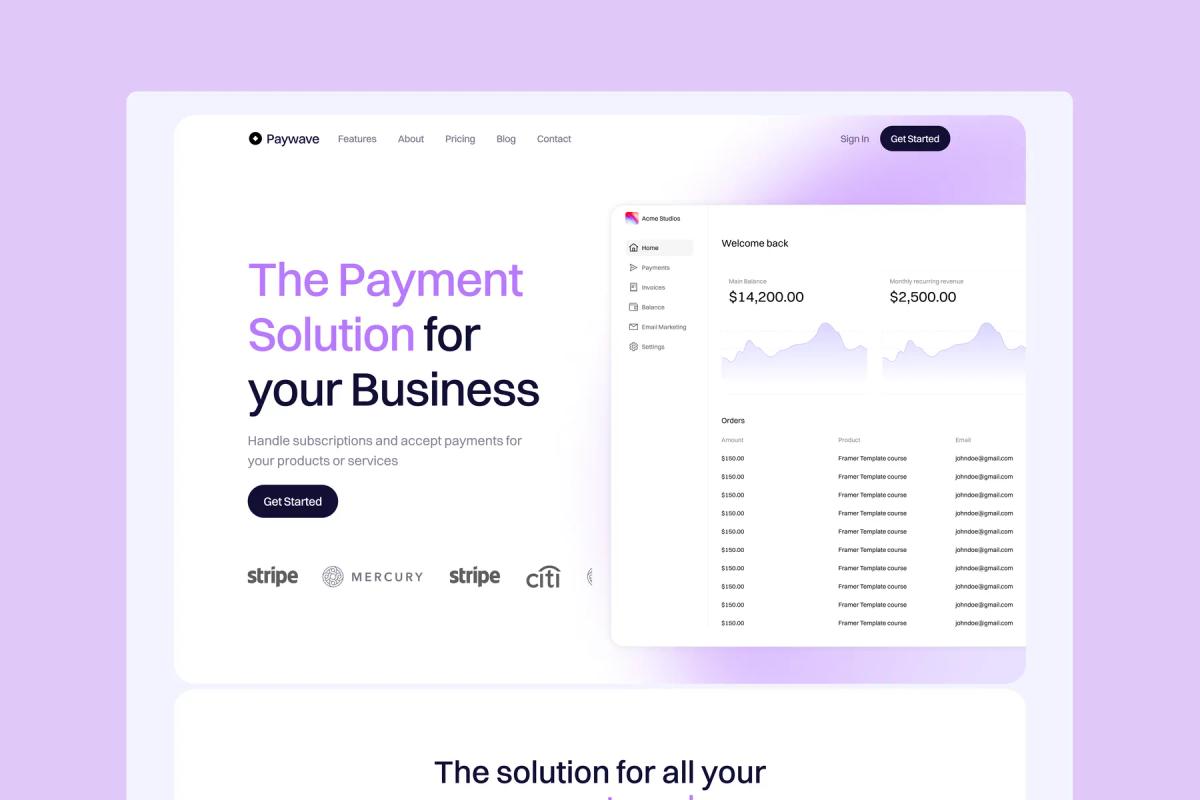 Paywave - Multipage Framer Website Template