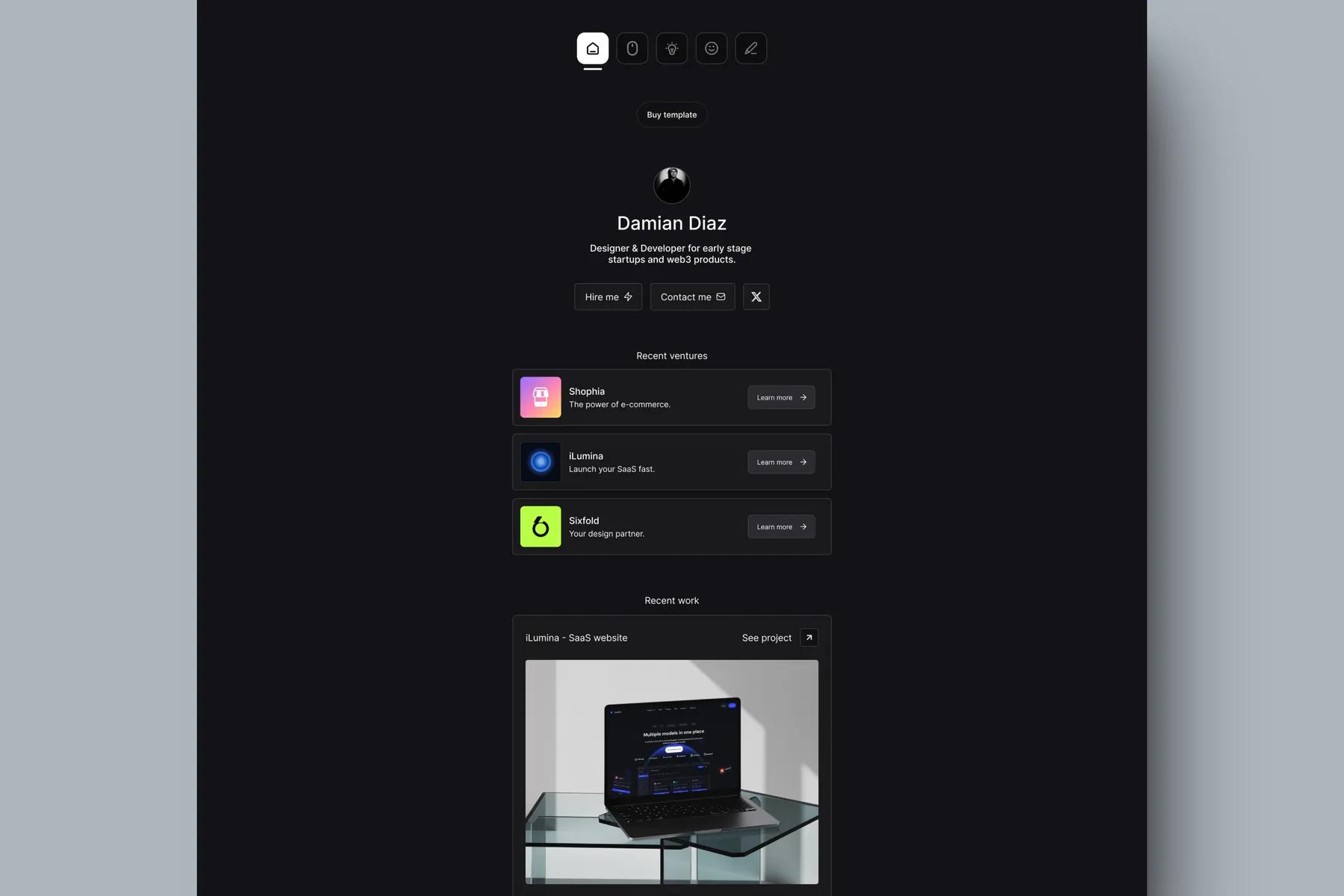 Diaz - Personal website template for Framer.