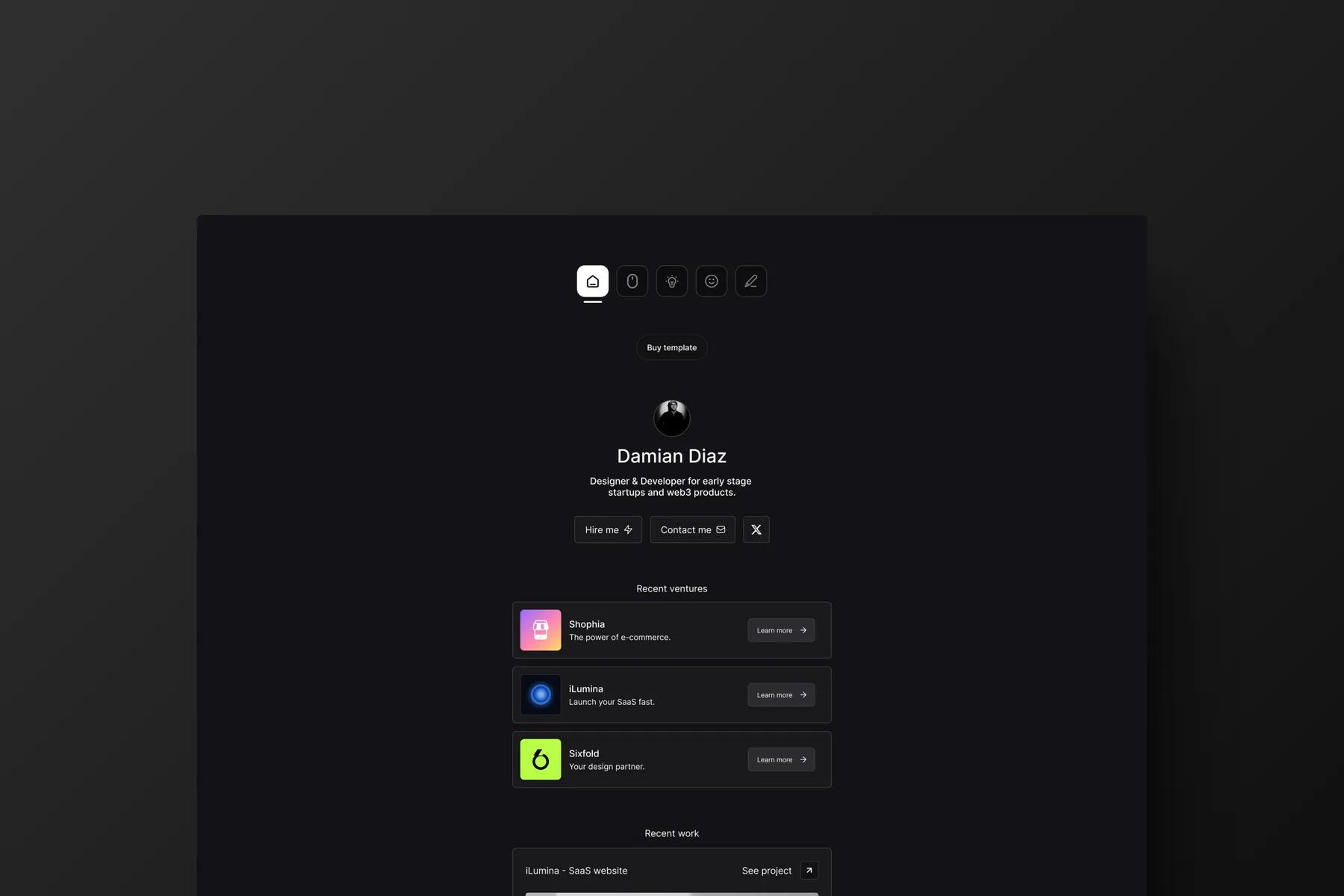 Diaz - Personal website template for Framer.