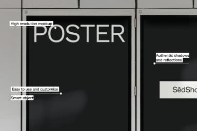 Close-up of high-resolution A-size poster mockup, highlighting customizable areas with authentic shadows.