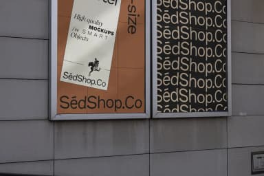 Close-up of a high-resolution A2 poster mockup on a brown background with SédShop.Co branding and realistic shadows.