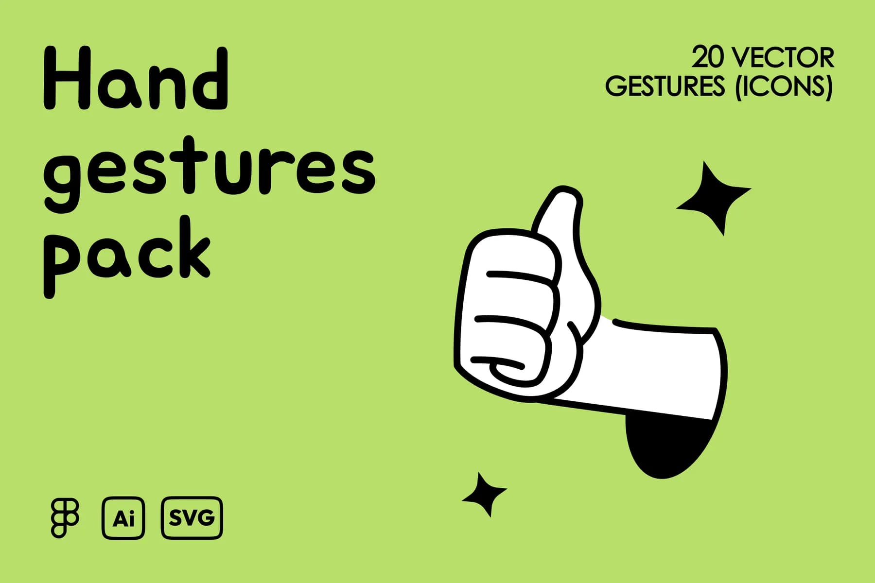 Hand gestures - 20 vector hand-drawn hand gesture icons