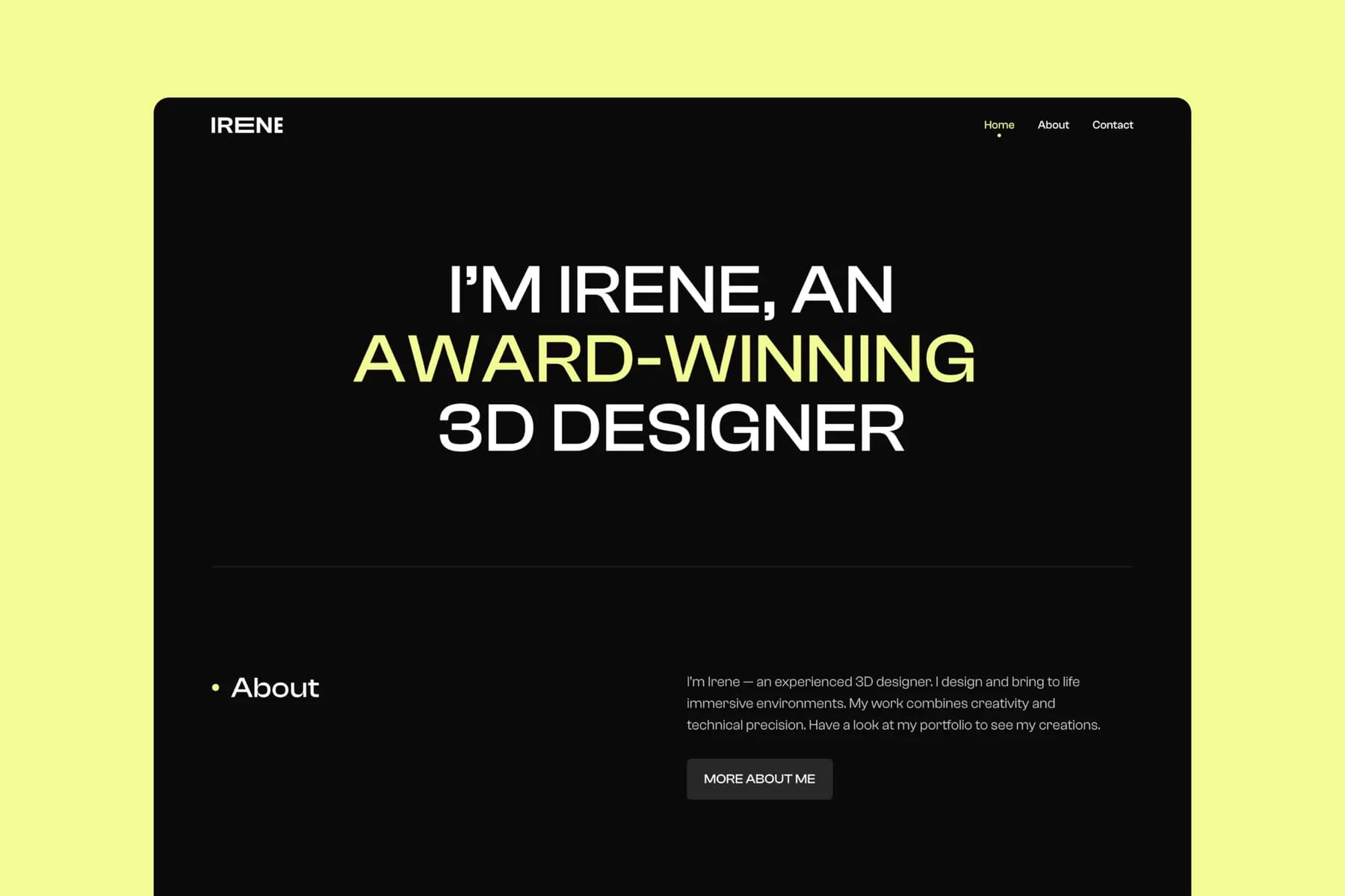 Irene Portfolio · Framer Template [FREE]