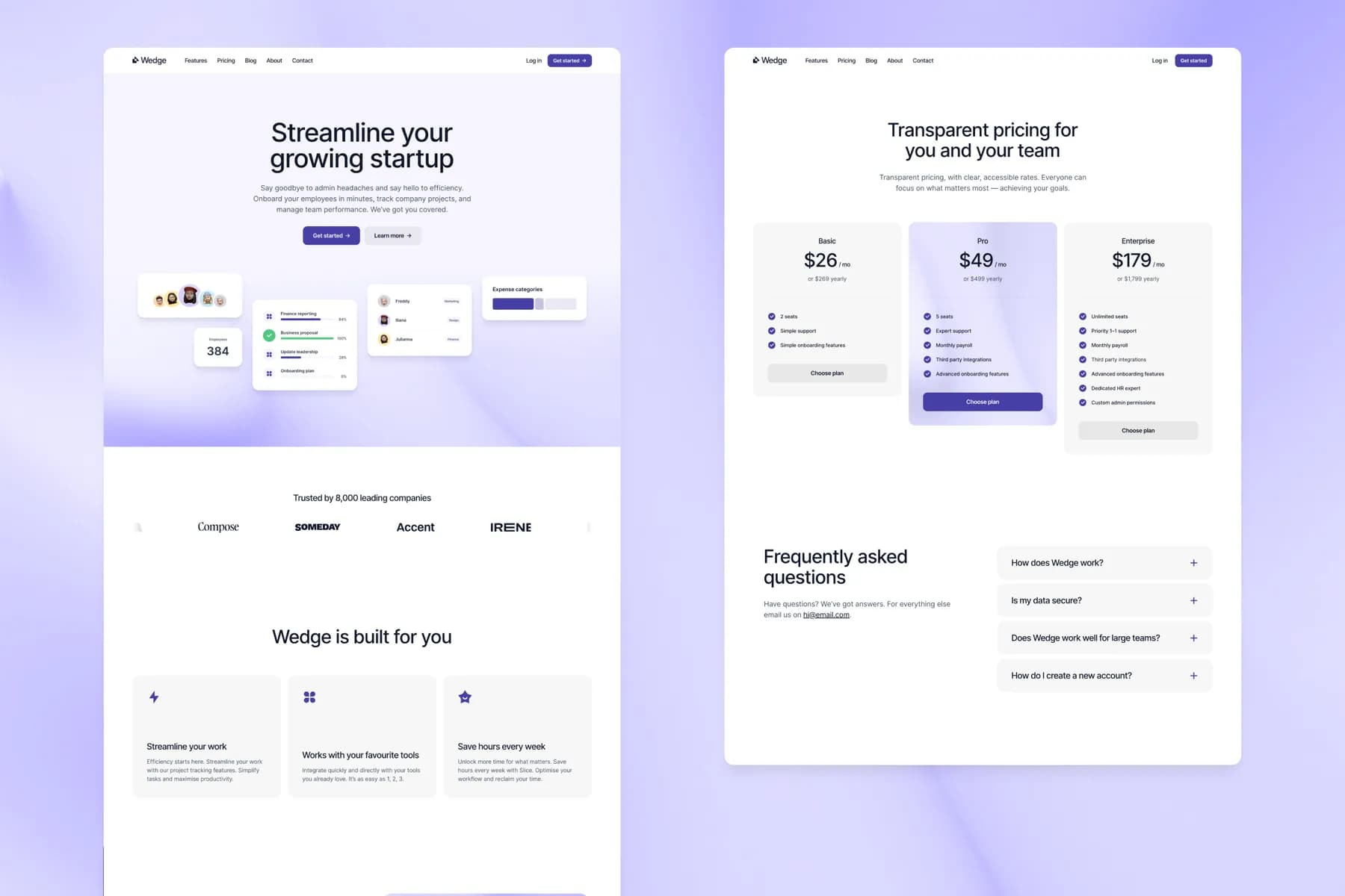Wedge SaaS · Framer Template [FREE]