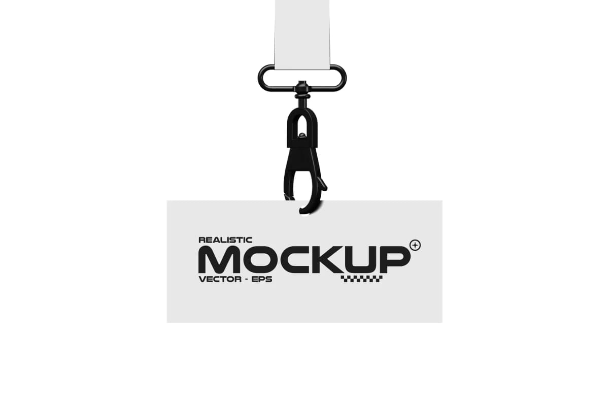 Badge mockup with a lobster clasp