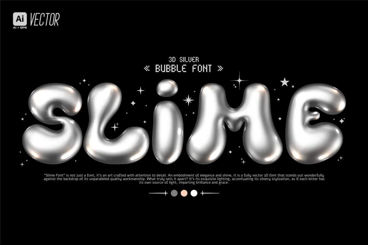 BUBBLE SILVER 3D FONT