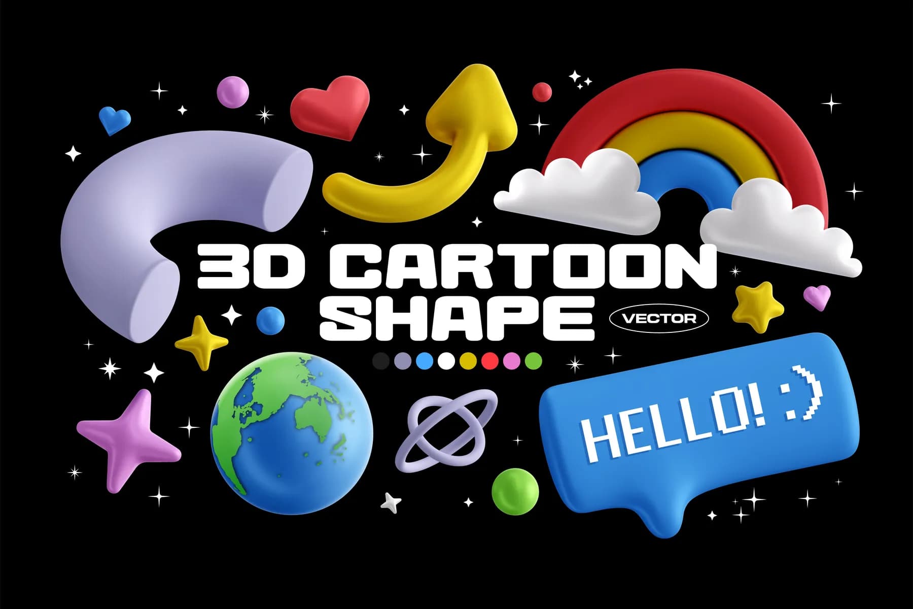 COLORFUL 3D CARTOON SHAPES