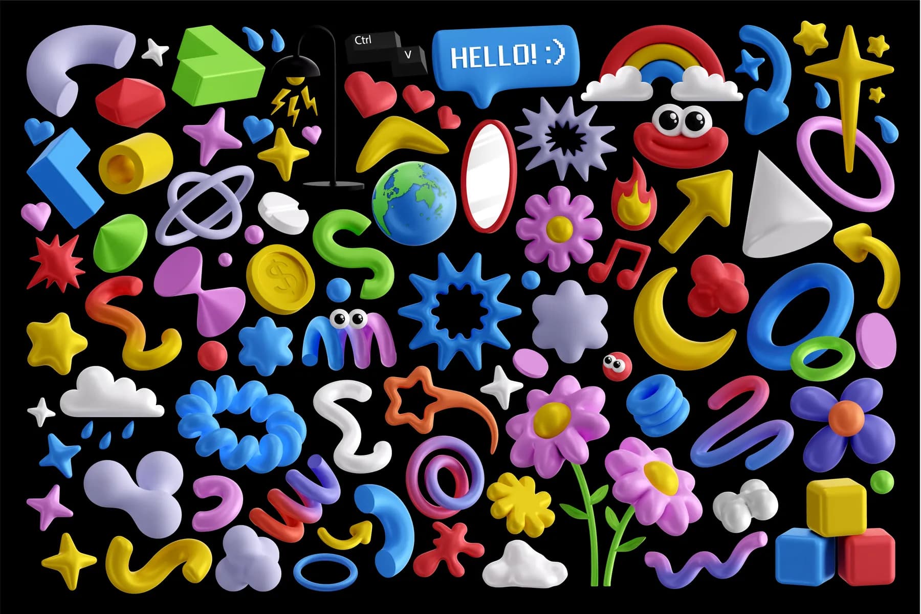 COLORFUL 3D CARTOON SHAPES