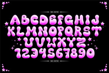 CANDY 3D BUBBLE FONT VECTOR