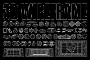 3D WIREFRAME SHAPE VECTOR SET