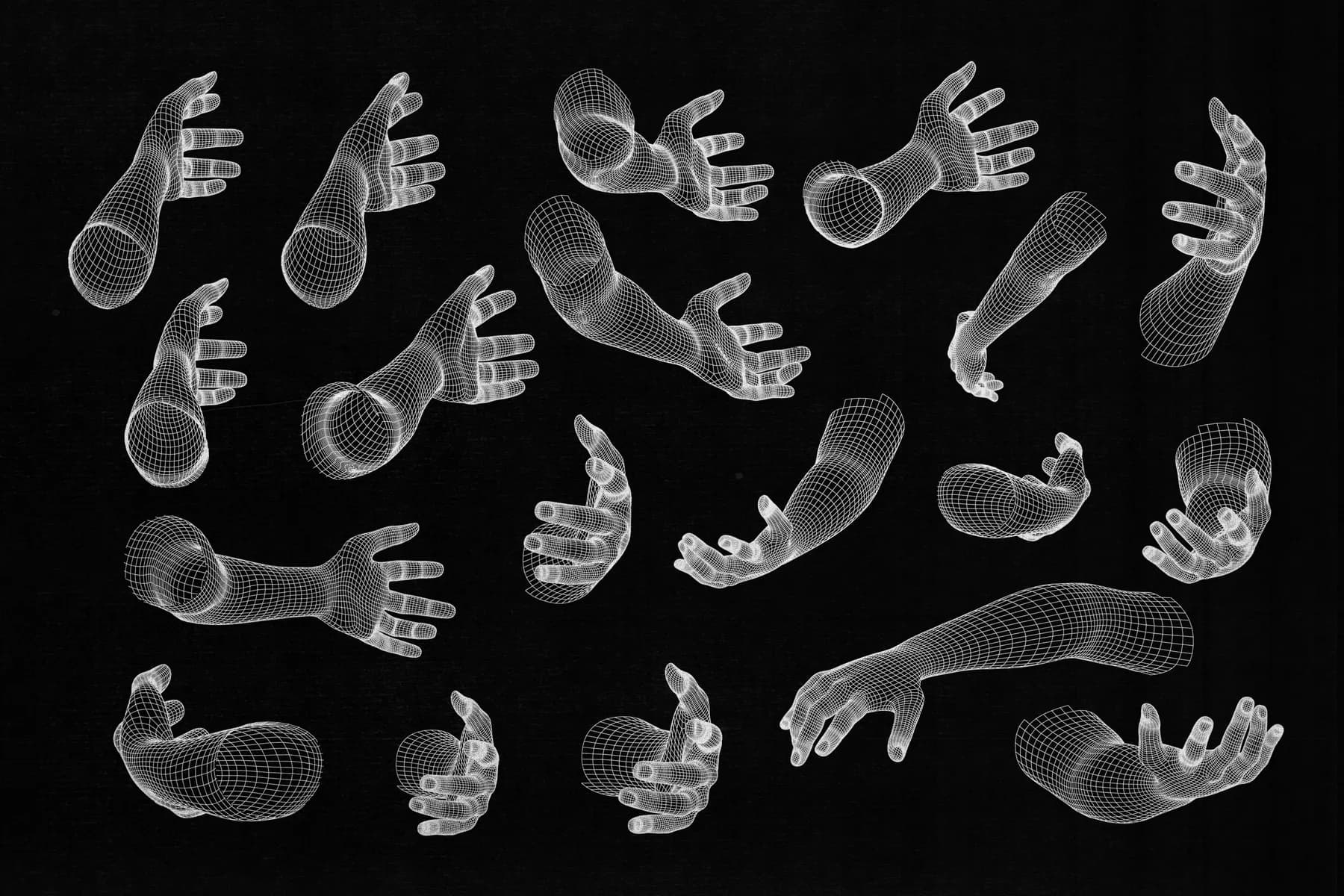 3D WIREFRAME HAND