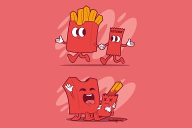 Ketchup Packet and French Fries Characters