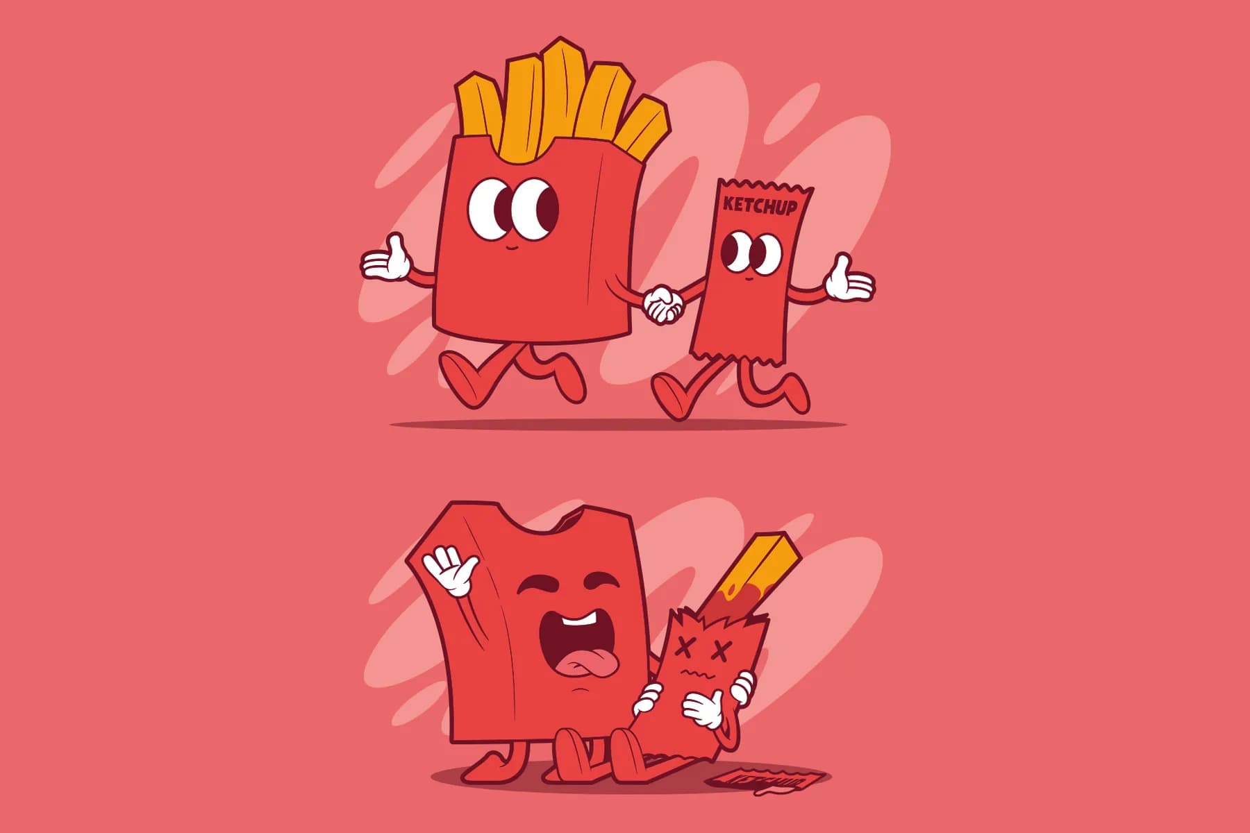 Ketchup Packet and French Fries Characters