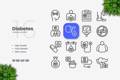 Diabetes Outline Icons