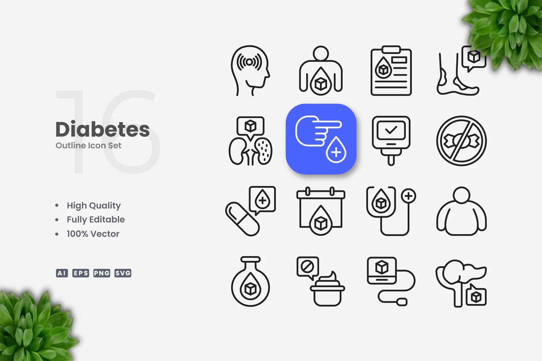 Diabetes Outline Icons