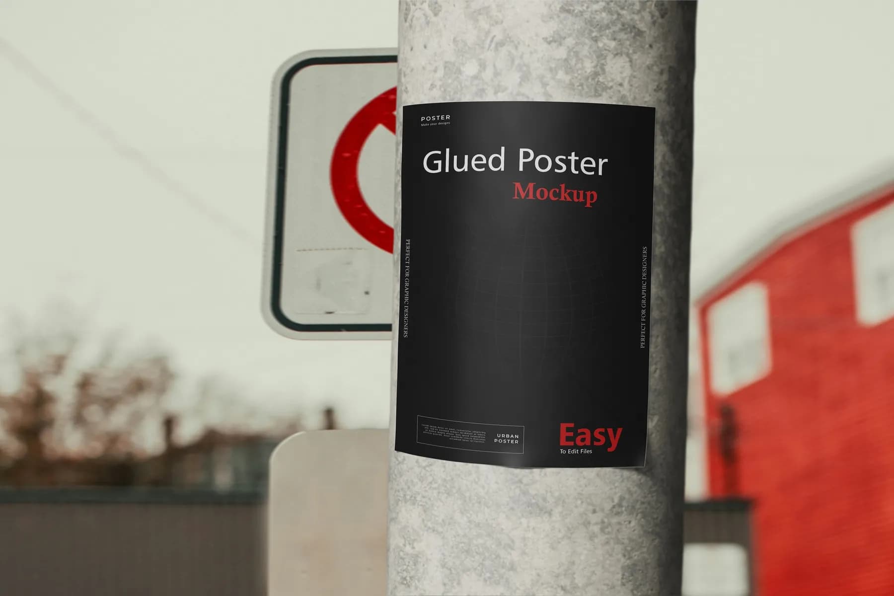 Glued Poster Mockup