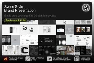 Swiss Style Brand Guidelines Presentation – 30 Illustrator Grids Graphics