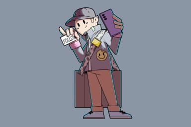 Guy Dressed in Style Taking Selfie in Cool Pose vector illustration.