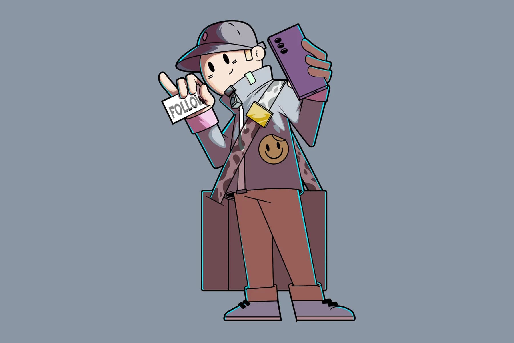 Guy Dressed in Style Taking Selfie in Cool Pose vector illustration.