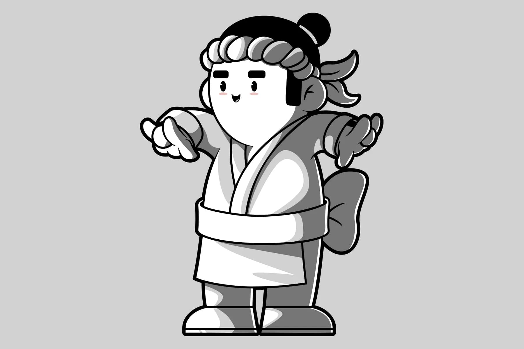 Sushi Chef Making Rock Hand Sign vector illustration. 