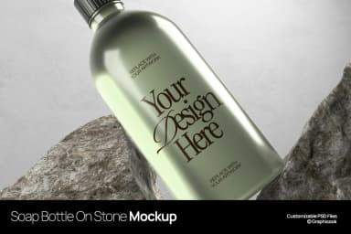 Soap Bottle On The Stone Mockup
