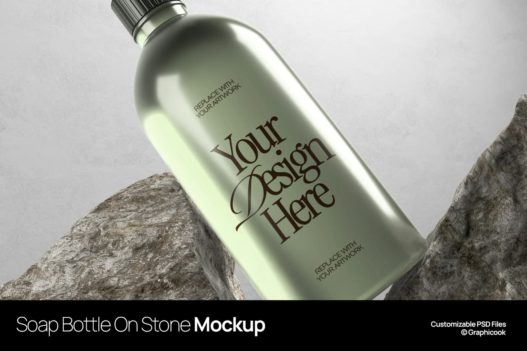 Soap Bottle On The Stone Mockup