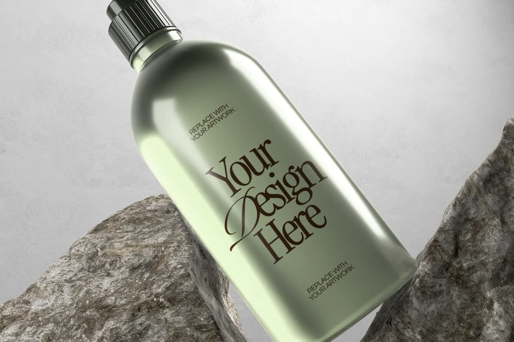 Soap Bottle On The Stone Mockup