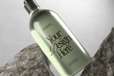 Soap Bottle On The Stone Mockup