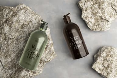 Soap Bottle On The Stone Mockup