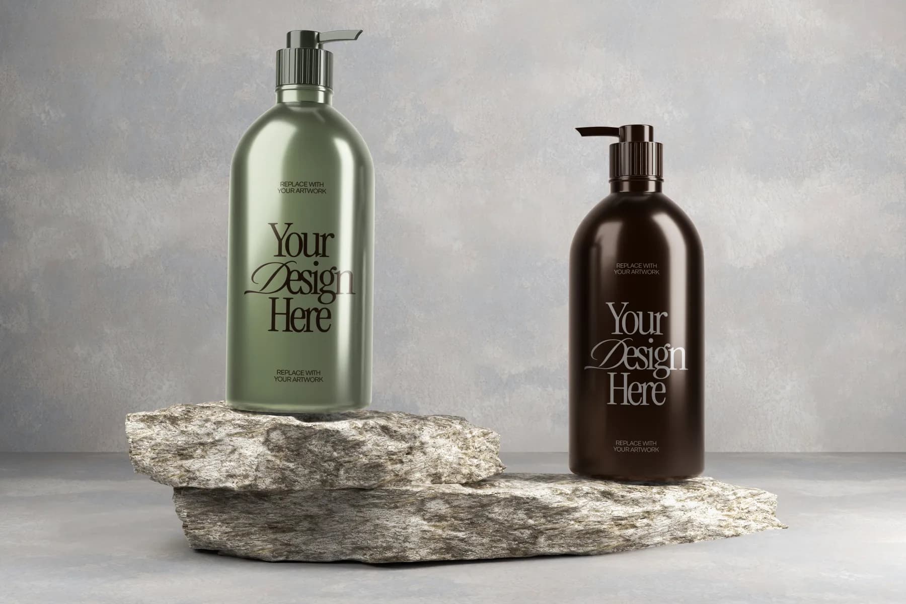 Soap Bottle On The Stone Mockup
