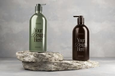 Soap Bottle On The Stone Mockup