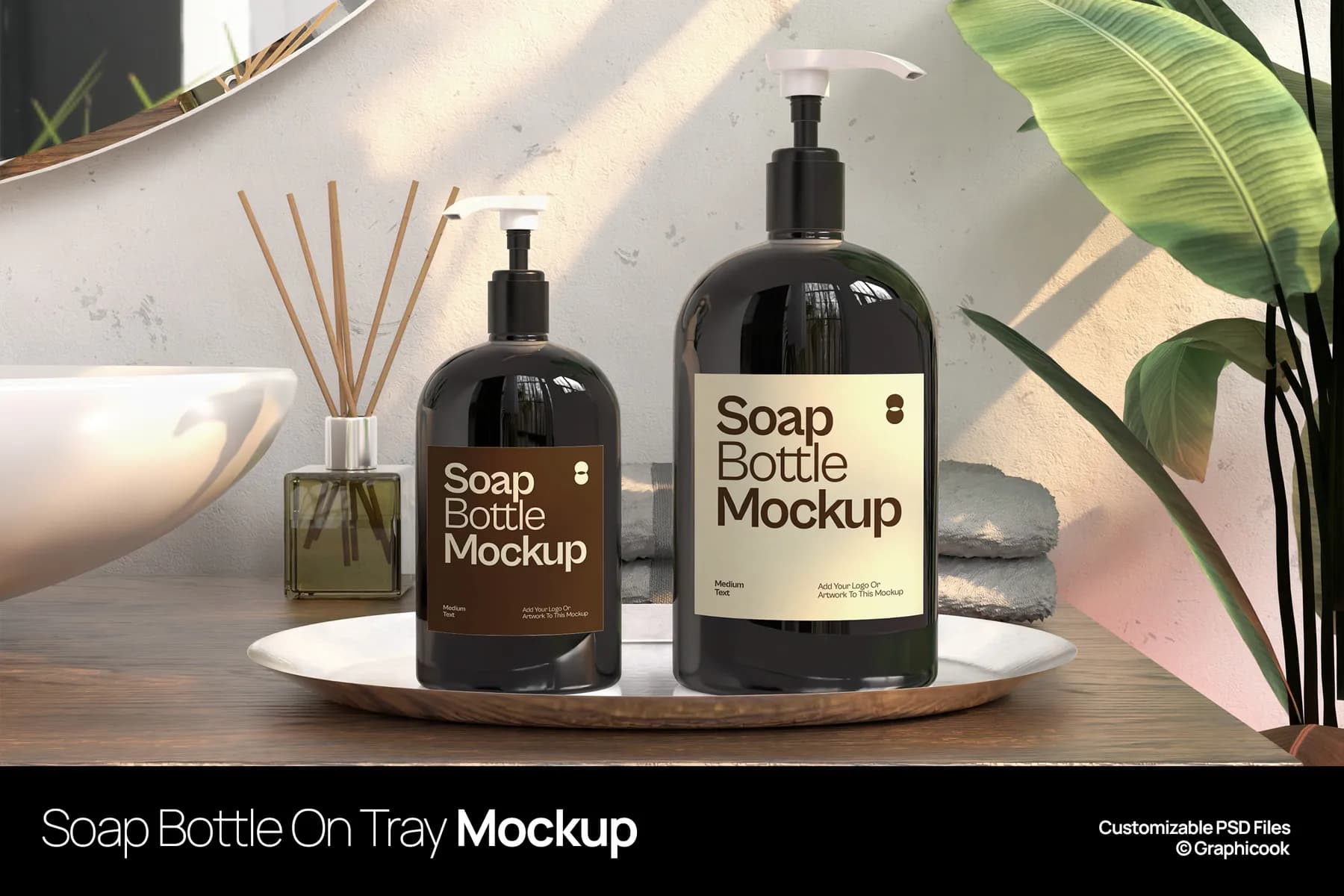  Soap Bottle On Tray Mockup