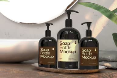  Soap Bottle On Tray Mockup