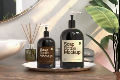  Soap Bottle On Tray Mockup