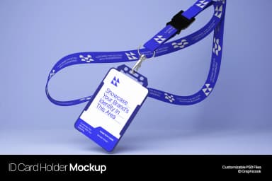 ID Card Lanyard With Sleeve Mockup